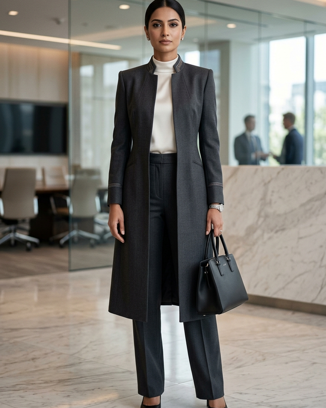 The Sovereign Executive Set | Wool-Crepe Double-Breasted Coat & Tailored Trousers
