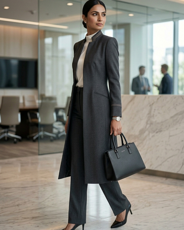 The Sovereign Executive Set | Wool-Crepe Double-Breasted Coat & Tailored Trousers