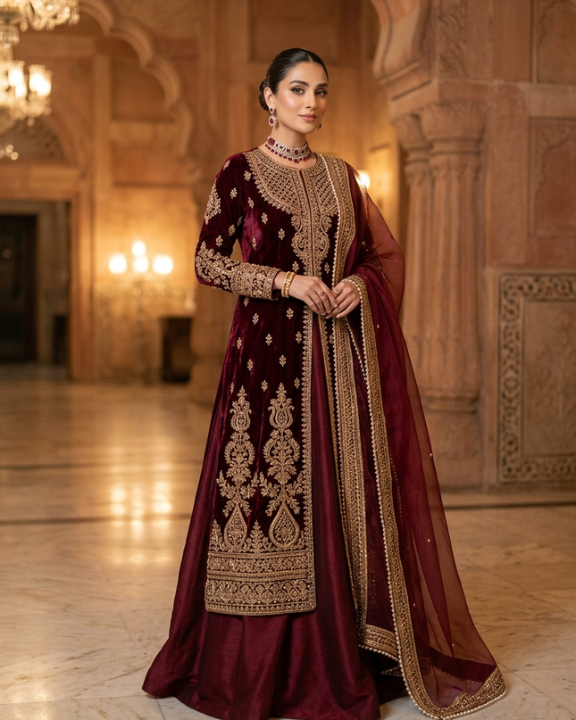 Gul-i-Mughal | Modest Couture Coat Dress Ensemble