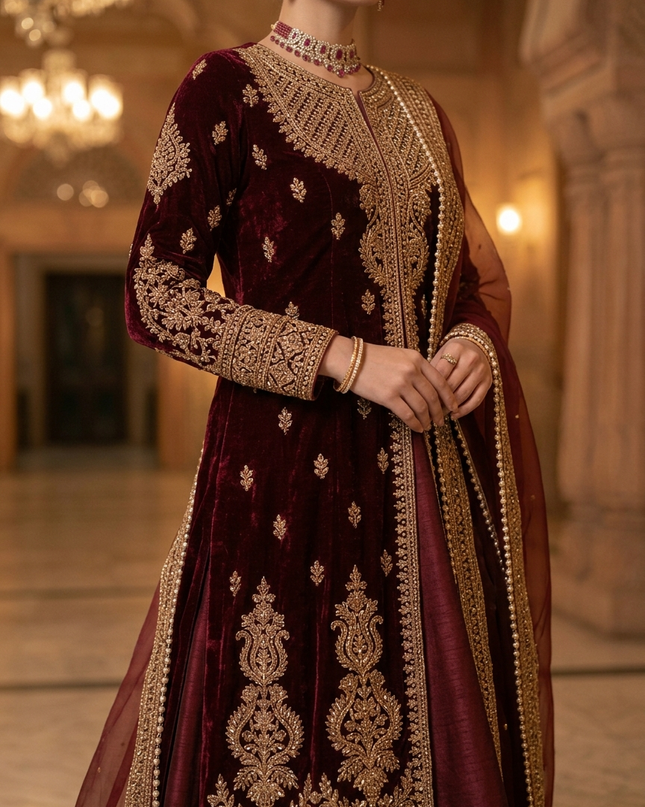 Gul-i-Mughal | Modest Couture Coat Dress Ensemble