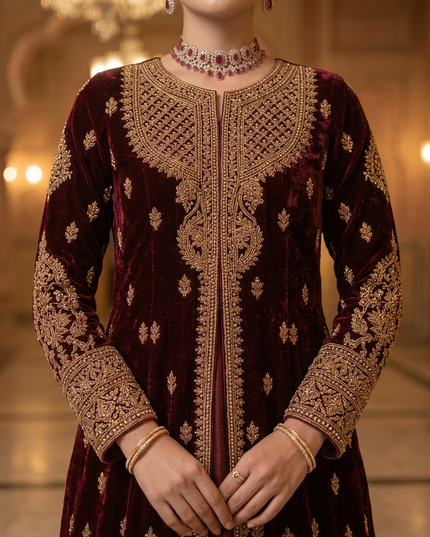 Gul-i-Mughal | Modest Couture Coat Dress Ensemble