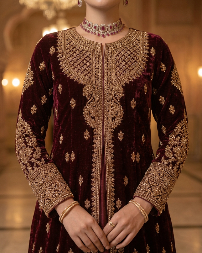 Gul-i-Mughal | Modest Couture Coat Dress Ensemble