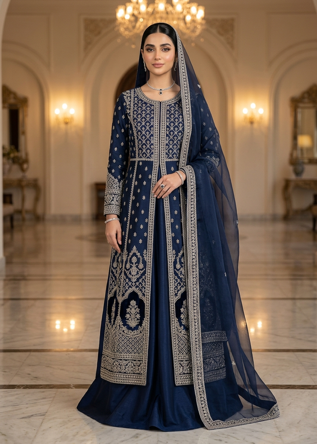 Mehtab - Luxury Velvet & Raw Silk Jacket Ensemble