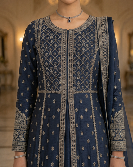 Mehtab - Luxury Velvet & Raw Silk Jacket Ensemble