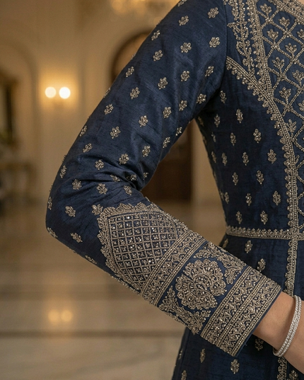 Mehtab - Luxury Velvet & Raw Silk Jacket Ensemble