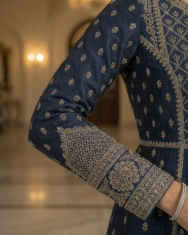 Mehtab - Luxury Velvet & Raw Silk Jacket Ensemble