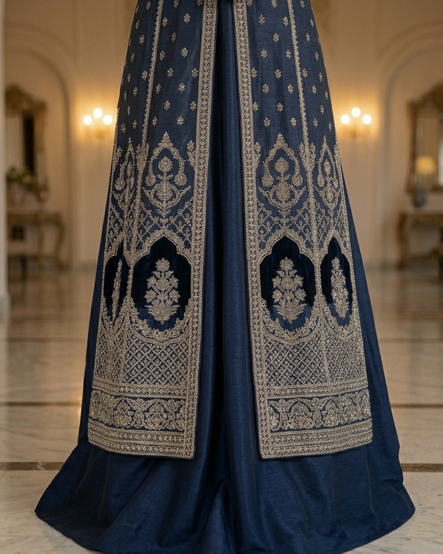 Mehtab - Luxury Velvet & Raw Silk Jacket Ensemble