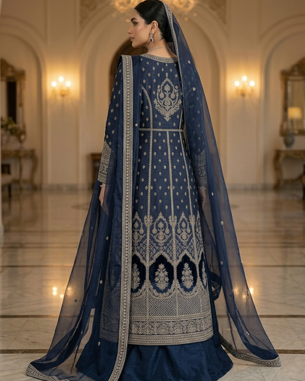 Mehtab - Luxury Velvet & Raw Silk Jacket Ensemble