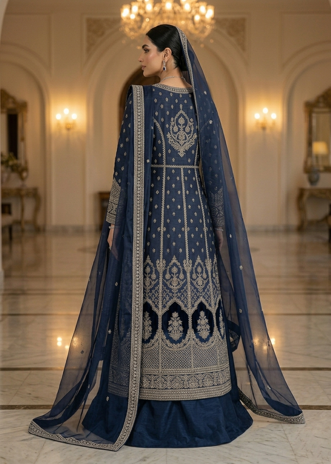 Mehtab - Luxury Velvet & Raw Silk Jacket Ensemble