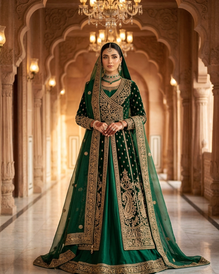 The Emerald Mughal Bridal Angrakha