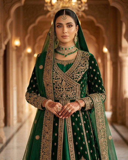 The Emerald Mughal Bridal Angrakha