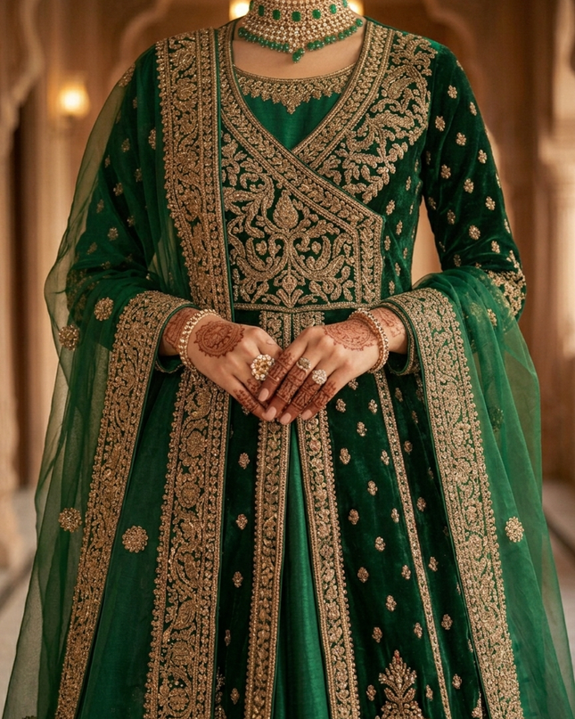 The Emerald Mughal Bridal Angrakha