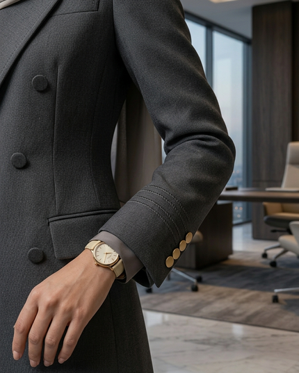 The Executive Double-Breasted Trench-Style Pant Suit Set