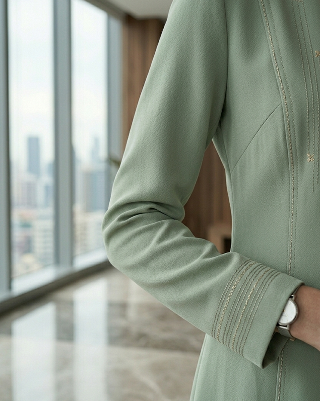 The Sage Executive Co-Ord Set – Luxury Modest Tailored Office Coat & Trouser Suit
